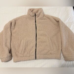 American Eagle Outfitters Cream Sherpa Jacket
